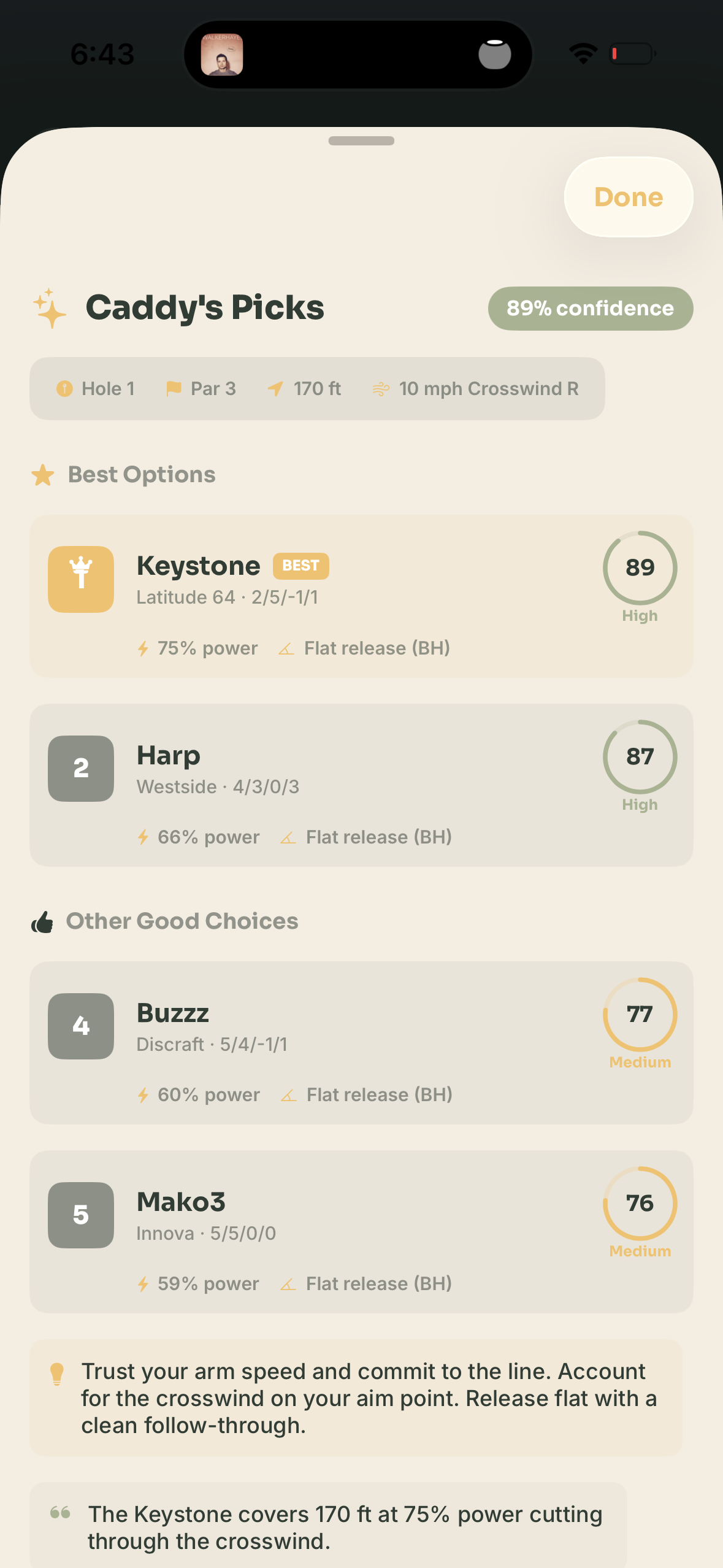 Caddy's Picks recommendations
