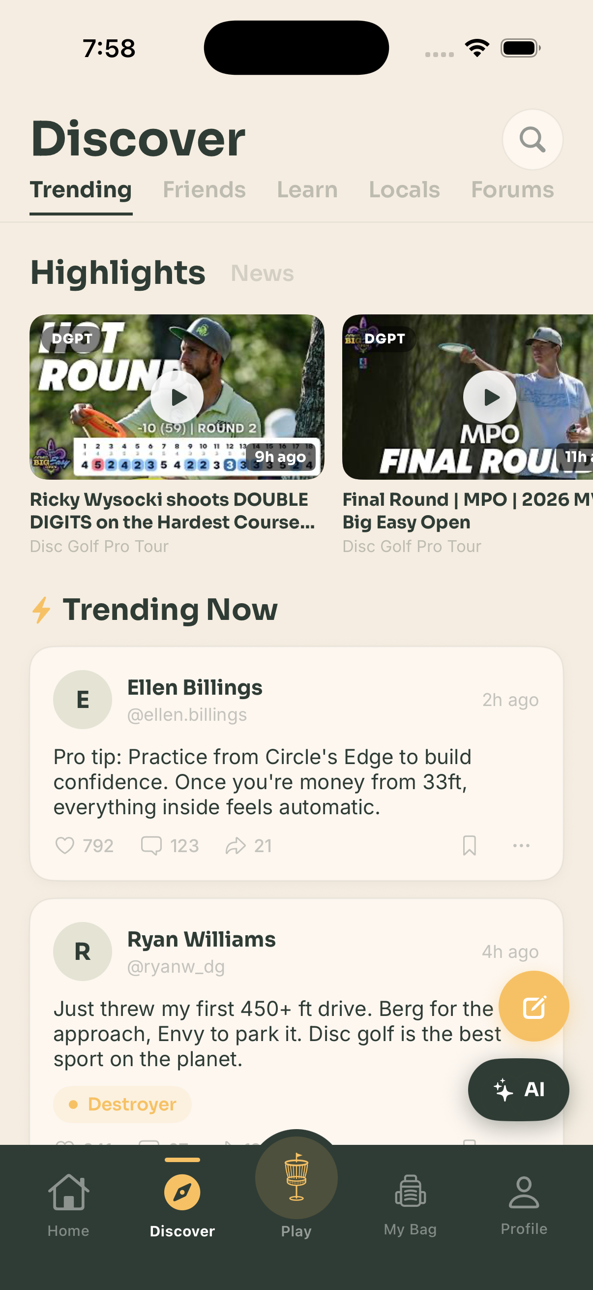 Discover feed
