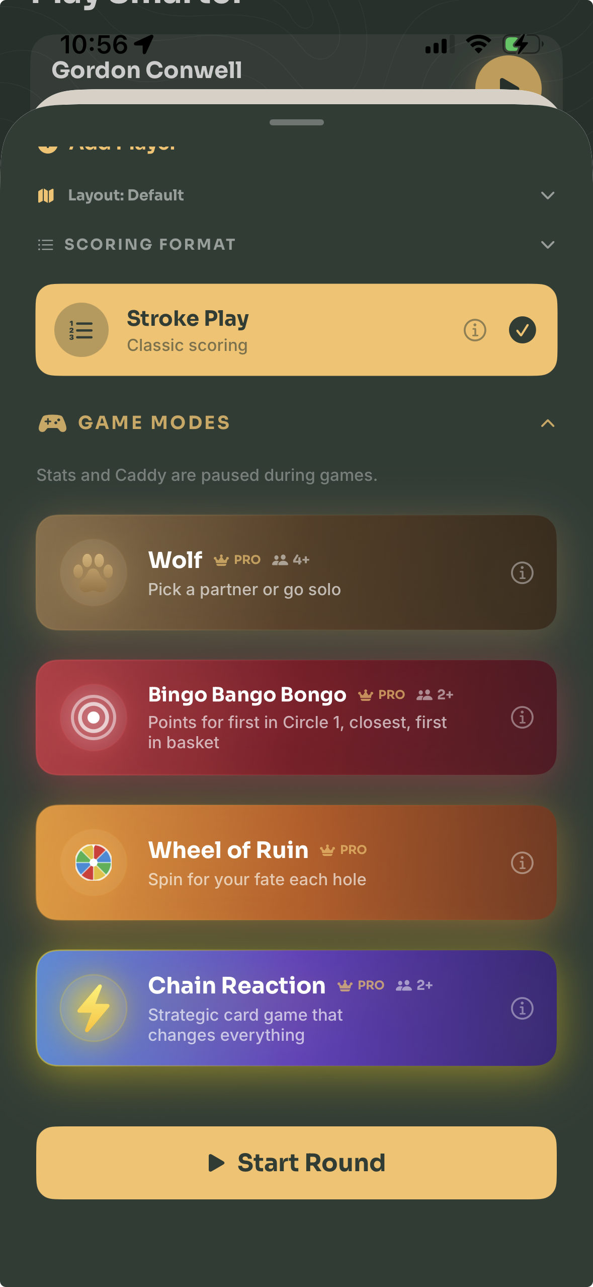 Game Modes selection